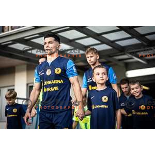 in action during UEFA Europa League 2025/26 qualifier football match between NK Celje (SLO) and AEK Larnaca FC (CYP) in Stadion z’dezele, Celje, Slovenia on July 24, 2025. Photo: Jure Banfi