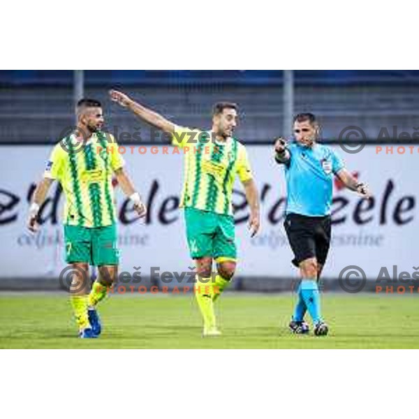 in action during UEFA Europa League 2025/26 qualifier football match between NK Celje (SLO) and AEK Larnaca FC (CYP) in Stadion z’dezele, Celje, Slovenia on July 24, 2025. Photo: Jure Banfi