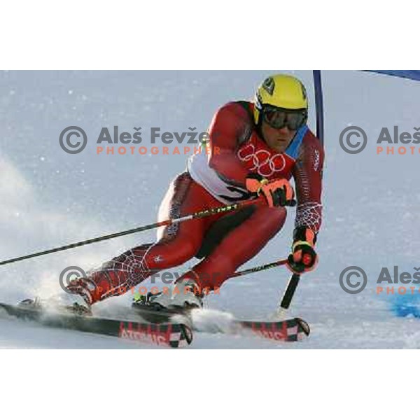 Hermann Maier (AUT) skiing at 2006 Torino Winter Olympic games men\'s Giant Slalom in Sestriere on February 20, 2006