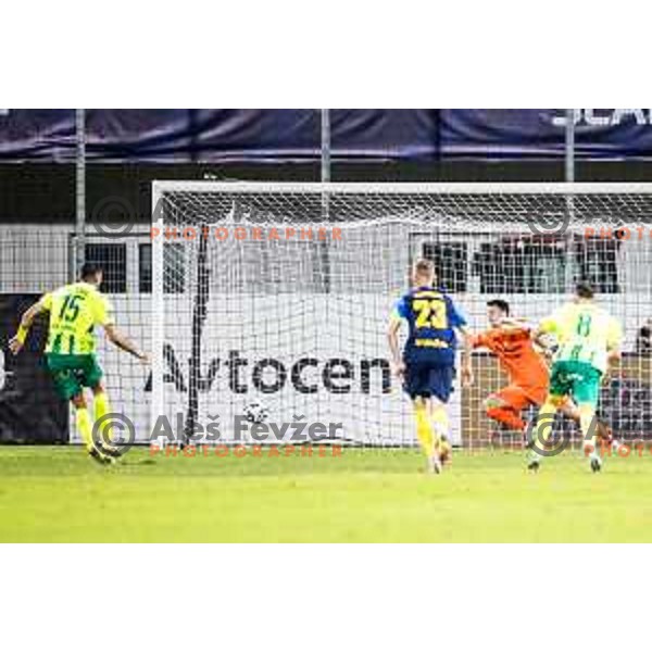 in action during UEFA Europa League 2025/26 qualifier football match between NK Celje (SLO) and AEK Larnaca FC (CYP) in Stadion z’dezele, Celje, Slovenia on July 24, 2025. Photo: Jure Banfi