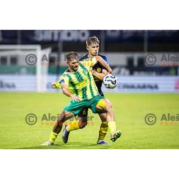 in action during UEFA Europa League 2025/26 qualifier football match between NK Celje (SLO) and AEK Larnaca FC (CYP) in Stadion z’dezele, Celje, Slovenia on July 24, 2025. Photo: Jure Banfi