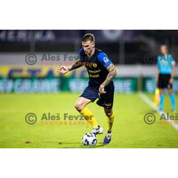 in action during UEFA Europa League 2025/26 qualifier football match between NK Celje (SLO) and AEK Larnaca FC (CYP) in Stadion z’dezele, Celje, Slovenia on July 24, 2025. Photo: Jure Banfi