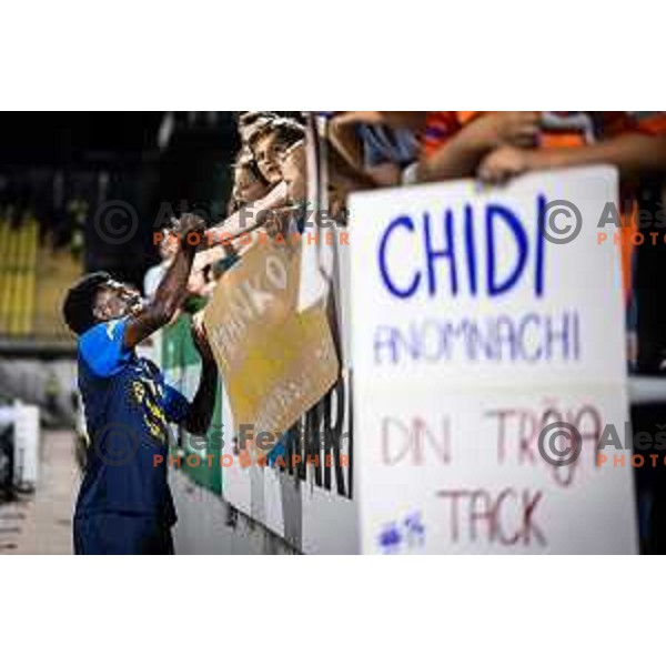 Chidi with fans after UEFA Europa League 2025/26 qualifier football match between NK Celje (SLO) and AEK Larnaca FC (CYP) in Stadion z’dezele, Celje, Slovenia on July 24, 2025. Photo: Jure Banfi