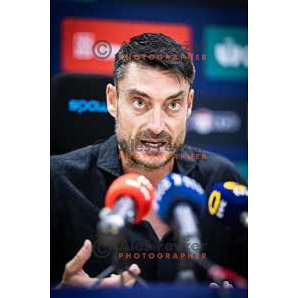 Albert Riera, head coach of NK Celje at the press conference after UEFA Europa League 2025/26 qualifier football match between NK Celje (SLO) and AEK Larnaca FC (CYP) in Stadion z’dezele, Celje, Slovenia on July 24, 2025. Photo: Jure Banfi