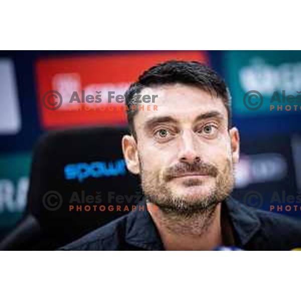 Albert Riera, head coach of NK Celje at the press conference after UEFA Europa League 2025/26 qualifier football match between NK Celje (SLO) and AEK Larnaca FC (CYP) in Stadion z’dezele, Celje, Slovenia on July 24, 2025. Photo: Jure Banfi