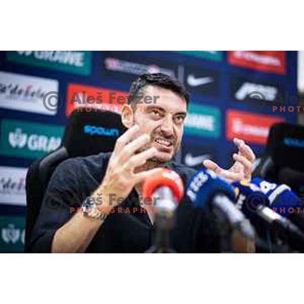 Albert Riera, head coach of NK Celje at the press conference after UEFA Europa League 2025/26 qualifier football match between NK Celje (SLO) and AEK Larnaca FC (CYP) in Stadion z’dezele, Celje, Slovenia on July 24, 2025. Photo: Jure Banfi