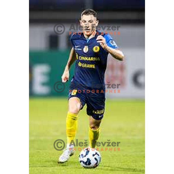 Mario Kvesic in action during UEFA Europa League 2025/26 qualifier football match between NK Celje (SLO) and AEK Larnaca FC (CYP) in Stadion z’dezele, Celje, Slovenia on July 24, 2025. Photo: Jure Banfi