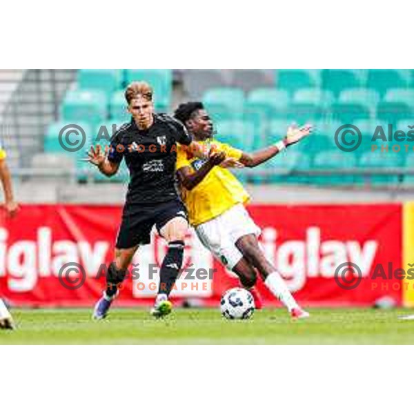 in action during Prva liga Telemach 2025/2026 football match between Bravo and Mura in Ljubljana, Slovenia on July 26, 2025
