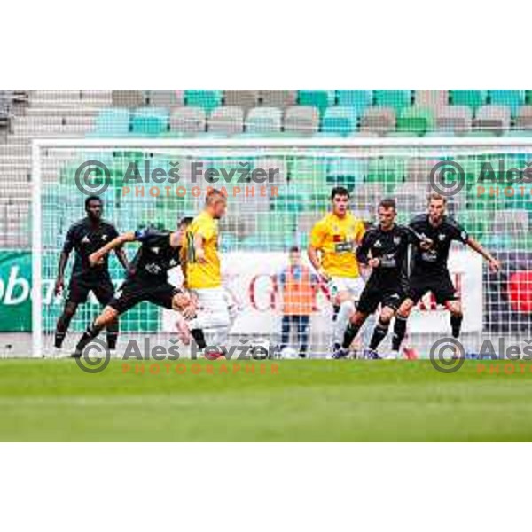 in action during Prva liga Telemach 2025/2026 football match between Bravo and Mura in Ljubljana, Slovenia on July 26, 2025