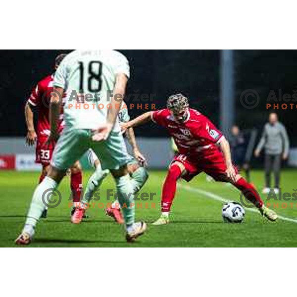 Emir Saitoski in action during Prva liga Telemach football match between NK Aluminij and NK Olimpija in Sportni park Aluminij, Kidricevo, Slovenia on July 26, 2025. Photo: Jure Banfi