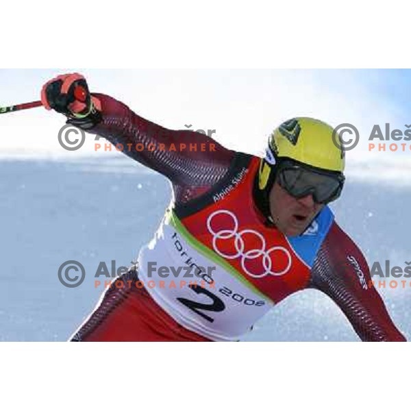 Hermann Maier (AUT) skiing at 2006 Torino Winter Olympic games men\'s Giant Slalom in Sestriere on February 20, 2006