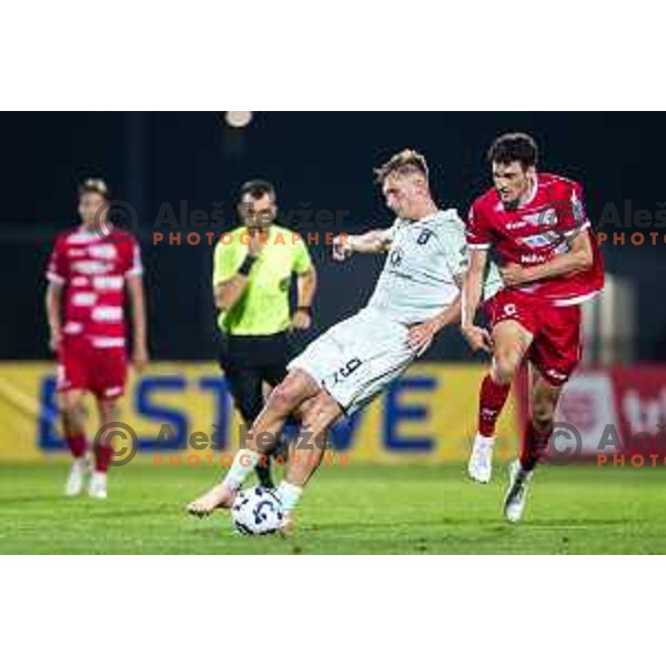 in action during Prva liga Telemach football match between NK Aluminij and NK Olimpija in Sportni park Aluminij, Kidricevo, Slovenia on July 26, 2025. Photo: Jure Banfi