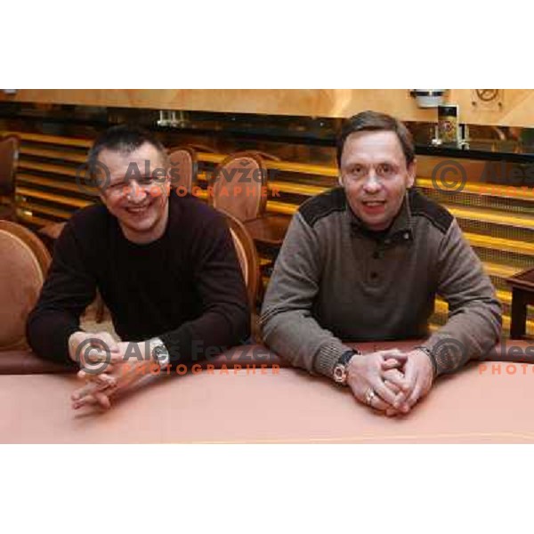 Sergei Makarov (right) , player and coach of Russian ice-hockey team Gazprom Export in Casino Ljubljana, Slovenia 23.10.2008 
