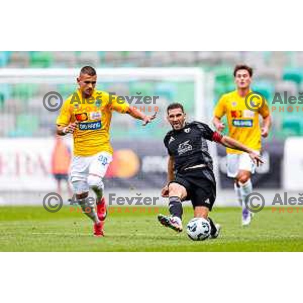 in action during Prva liga Telemach 2025/2026 football match between Bravo and Mura in Ljubljana, Slovenia on July 26, 2025