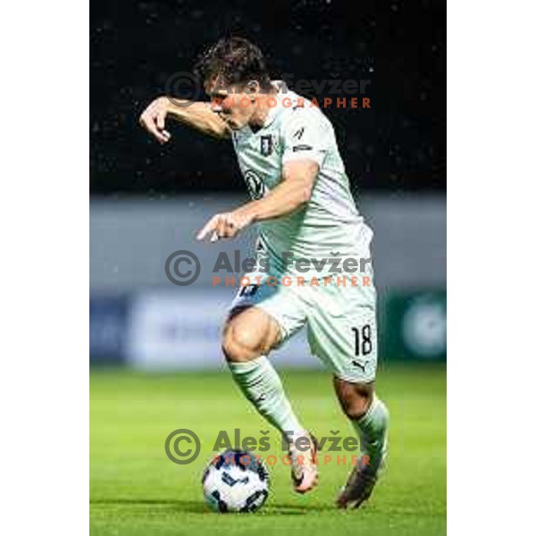 Marko Brest in action during Prva liga Telemach football match between NK Aluminij and NK Olimpija in Sportni park Aluminij, Kidricevo, Slovenia on July 26, 2025. Photo: Jure Banfi