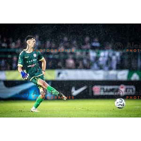 Lan Jovanovic in action during Prva liga Telemach football match between NK Aluminij and NK Olimpija in Sportni park Aluminij, Kidricevo, Slovenia on July 26, 2025. Photo: Jure Banfi