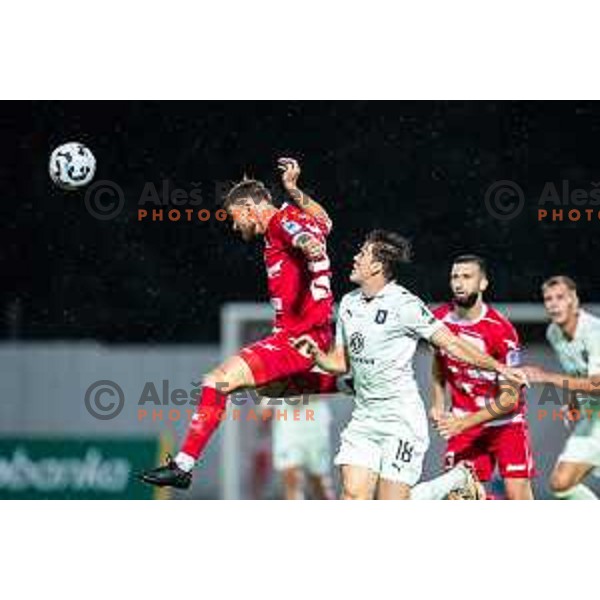 vs Marko Brest in action during Prva liga Telemach football match between NK Aluminij and NK Olimpija in Sportni park Aluminij, Kidricevo, Slovenia on July 26, 2025. Photo: Jure Banfi