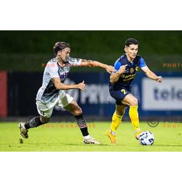 in action during Prva liga Telemach football match between NK Celje and NK Kalcer Radomlje in Stadion z’dezele, Celje, Slovenia on July 27, 2025. Photo: Jure Banfi