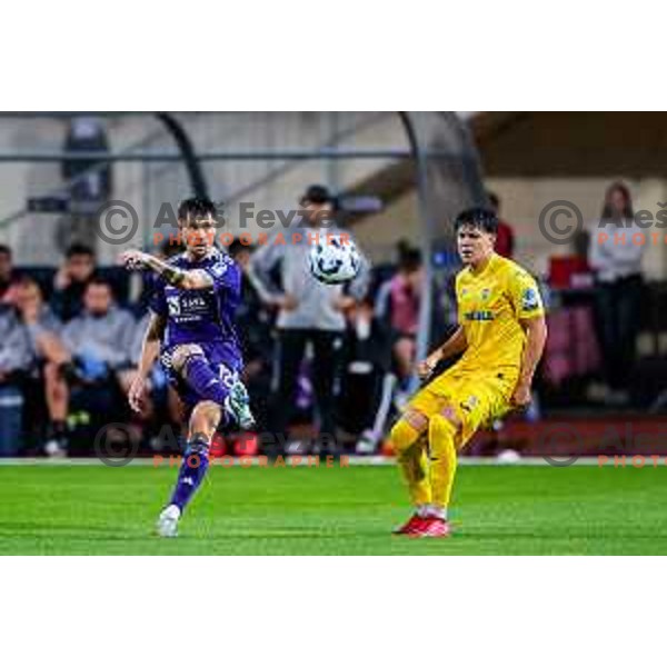 Gregor Sikosek in action during Prva liga Telemach 2025/2026 football match between Dozmale and Maribor in Domzale, Slovenia on July 27, 2025