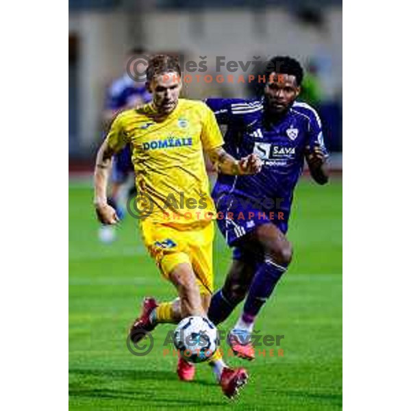 Nino Milic and Benjamin Tetteh of Maribor in action during Prva liga Telemach 2025/2026 football match between Dozmale and Maribor in Domzale, Slovenia on July 27, 2025