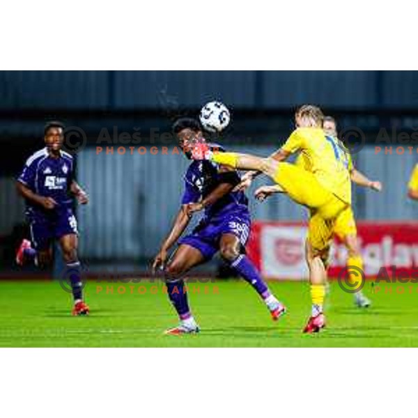 Nino Milic and Benjamin Tetteh of Maribor in action during Prva liga Telemach 2025/2026 football match between Dozmale and Maribor in Domzale, Slovenia on July 27, 2025