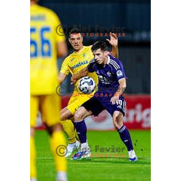 Ziga Repas of Maribor in action during Prva liga Telemach 2025/2026 football match between Dozmale and Maribor in Domzale, Slovenia on July 27, 2025