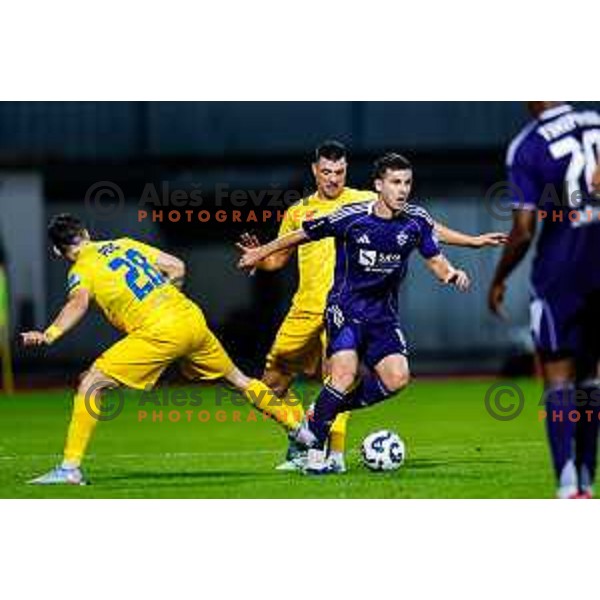 Ziga Repas of Maribor in action during Prva liga Telemach 2025/2026 football match between Dozmale and Maribor in Domzale, Slovenia on July 27, 2025