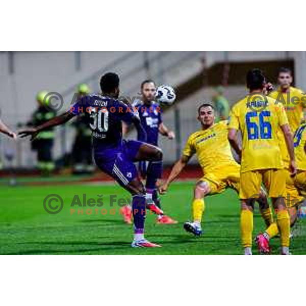 in action during Prva liga Telemach 2025/2026 football match between Dozmale and Maribor in Domzale, Slovenia on July 27, 2025
