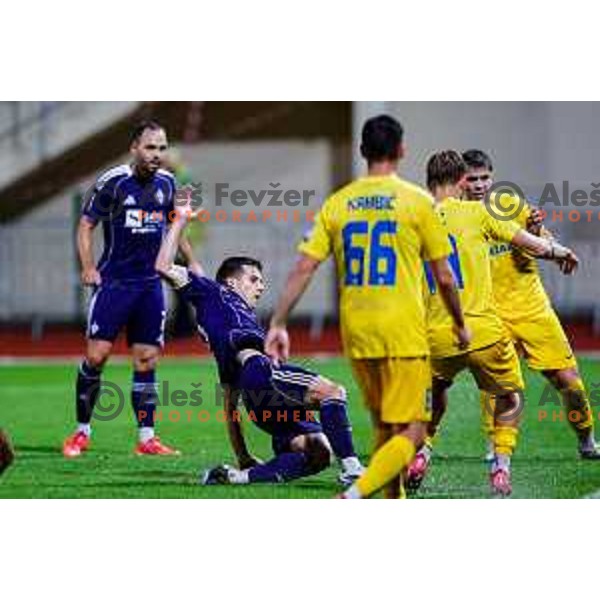 Ziga Repas of Maribor in action during Prva liga Telemach 2025/2026 football match between Dozmale and Maribor in Domzale, Slovenia on July 27, 2025