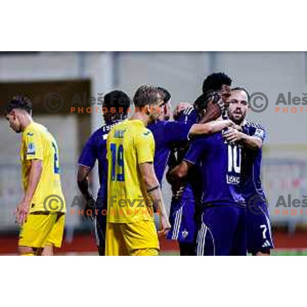 Ziga Repas of Maribor in action during Prva liga Telemach 2025/2026 football match between Dozmale and Maribor in Domzale, Slovenia on July 27, 2025