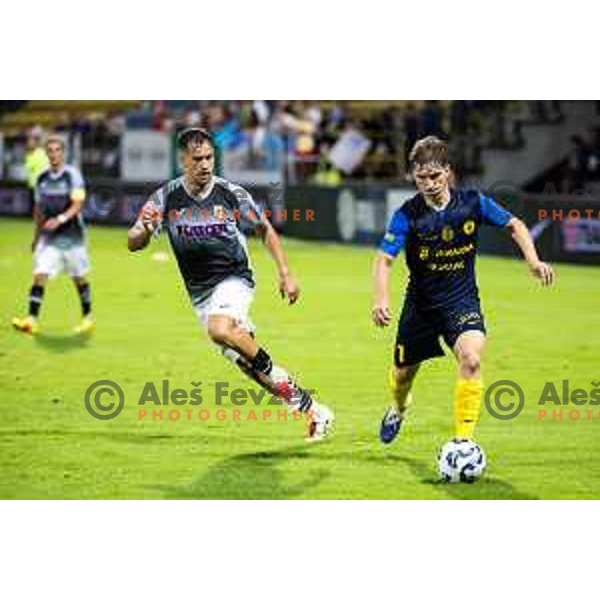 in action during Prva liga Telemach football match between NK Celje and NK Kalcer Radomlje in Stadion z’dezele, Celje, Slovenia on July 27, 2025. Photo: Jure Banfi
