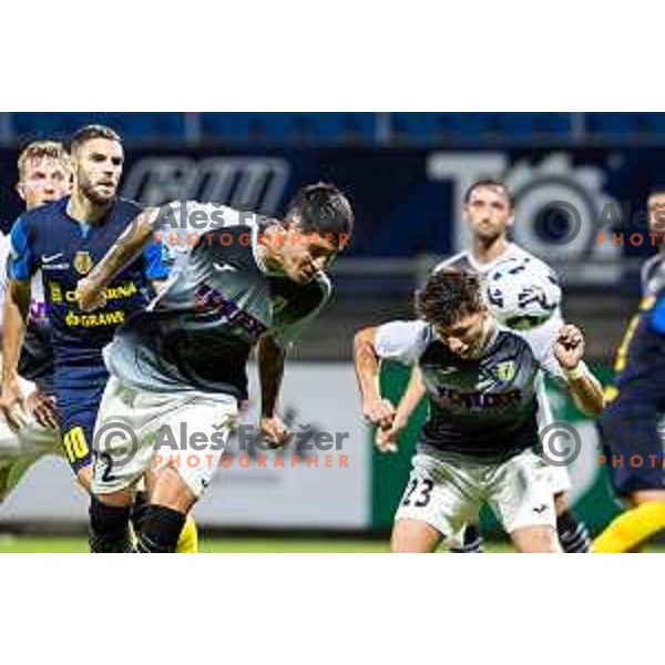 Dejan Vokic and Nino Vukasovic in action during Prva liga Telemach football match between NK Celje and NK Kalcer Radomlje in Stadion z’dezele, Celje, Slovenia on July 27, 2025. Photo: Jure Banfi