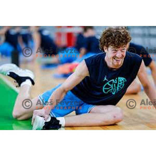Ziga Daneu during practice session of Slovenia Men’s Basketball team in Arena Stozice, Ljubljana, Slovenia on July 28, 2025
