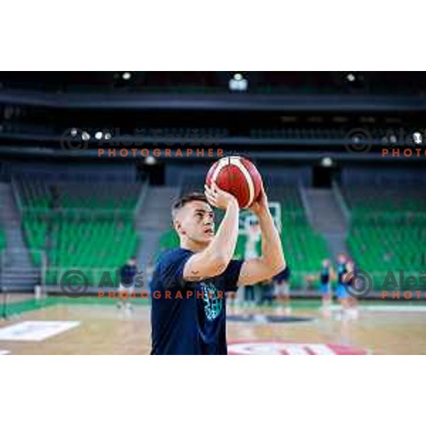 Miha Cerkvenik during practice session of Slovenia Men’s Basketball team in Arena Stozice, Ljubljana, Slovenia on July 28, 2025