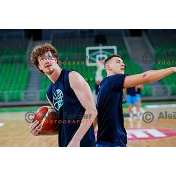 Ziga Daneu during practice session of Slovenia Men’s Basketball team in Arena Stozice, Ljubljana, Slovenia on July 28, 2025