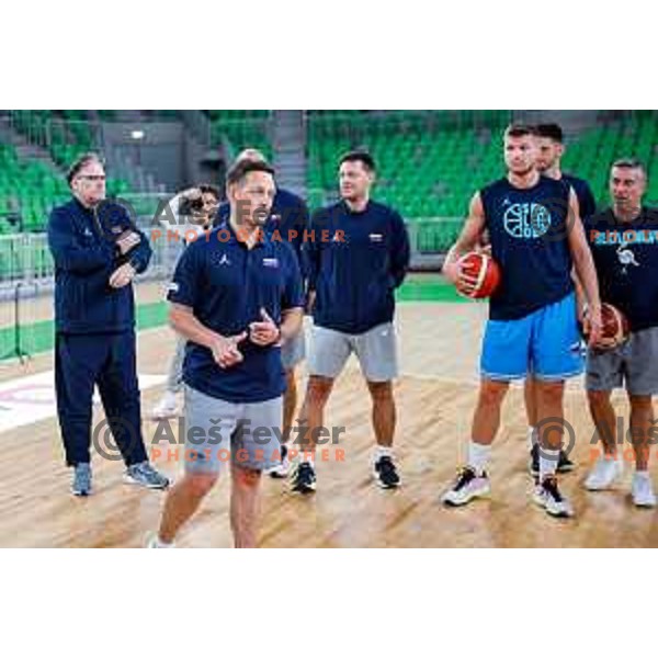 Aleksander Sekulic, head coach of Slovenia during practice session of Slovenia Men’s Basketball team in Arena Stozice, Ljubljana, Slovenia on July 28, 2025
