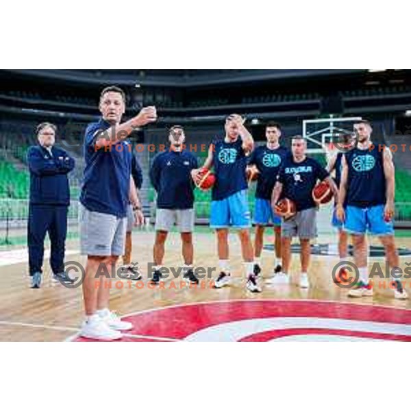 Aleksander Sekulic, head coach of Slovenia during practice session of Slovenia Men’s Basketball team in Arena Stozice, Ljubljana, Slovenia on July 28, 2025