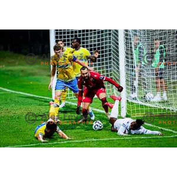 Ishaq Rafiu and Metod Jurhar in action during Prva liga Telemach 2025/2026 football match between Koper and Primorje at Bonifika Stadium in Koper, Slovenia on July 28, 2025