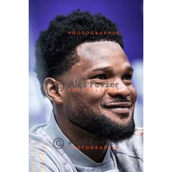 Benjamin Tetteh at the press conference before UEFA Conference League 2025/26 qualifier football match between NK Maribor and Paksi FC in Ljudski vrt, Maribor, Slovenia on July 30, 2025. Photo: Jure Banfi