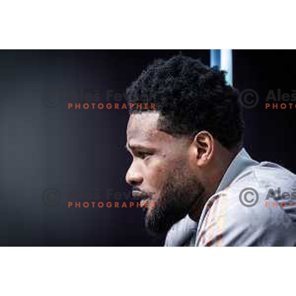Benjamin Tetteh at the press conference before UEFA Conference League 2025/26 qualifier football match between NK Maribor and Paksi FC in Ljudski vrt, Maribor, Slovenia on July 30, 2025. Photo: Jure Banfi