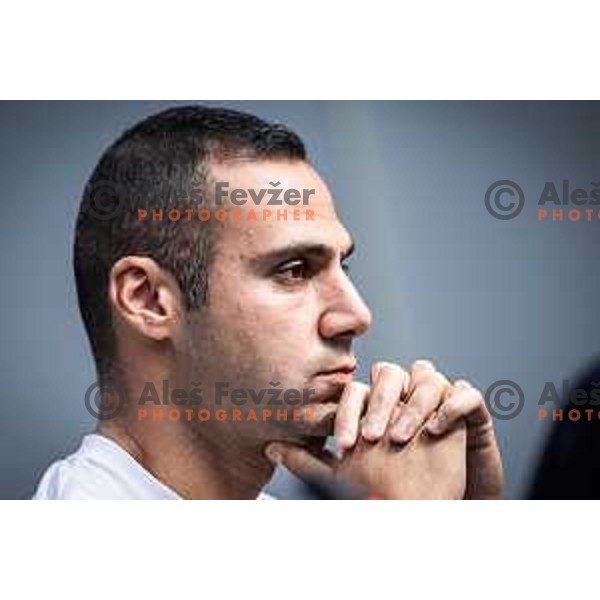 Tugberk Tanrıvermis, head coach of NK Maribor at the press conference before UEFA Conference League 2025/26 qualifier football match between NK Maribor and Paksi FC in Ljudski vrt, Maribor, Slovenia on July 30, 2025. Photo: Jure Banfi