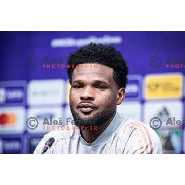 Benjamin Tetteh at the press conference before UEFA Conference League 2025/26 qualifier football match between NK Maribor and Paksi FC in Ljudski vrt, Maribor, Slovenia on July 30, 2025. Photo: Jure Banfi