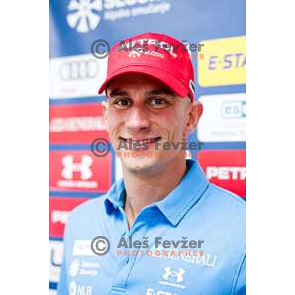 Zan Kranjec during SZS press conference in Ljubljana, Slovenia on July 30, 2025