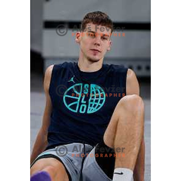 Luka Scuka during practice session of Slovenia Men’s Basketball team in Arena Stozice, Ljubljana, Slovenia on July 31, 2025