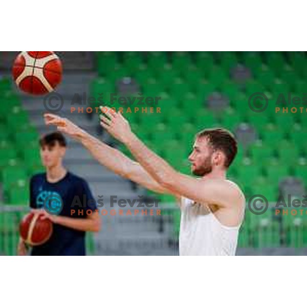 Leon Stergar during practice session of Slovenia Men’s Basketball team in Arena Stozice, Ljubljana, Slovenia on July 31, 2025