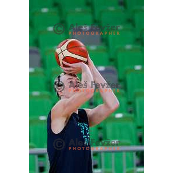 Ziga Daneu during practice session of Slovenia Men’s Basketball team in Arena Stozice, Ljubljana, Slovenia on July 31, 2025