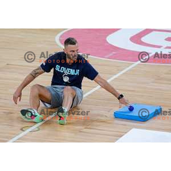 Anze Macek during practice session of Slovenia Men’s Basketball team in Arena Stozice, Ljubljana, Slovenia on July 31, 2025