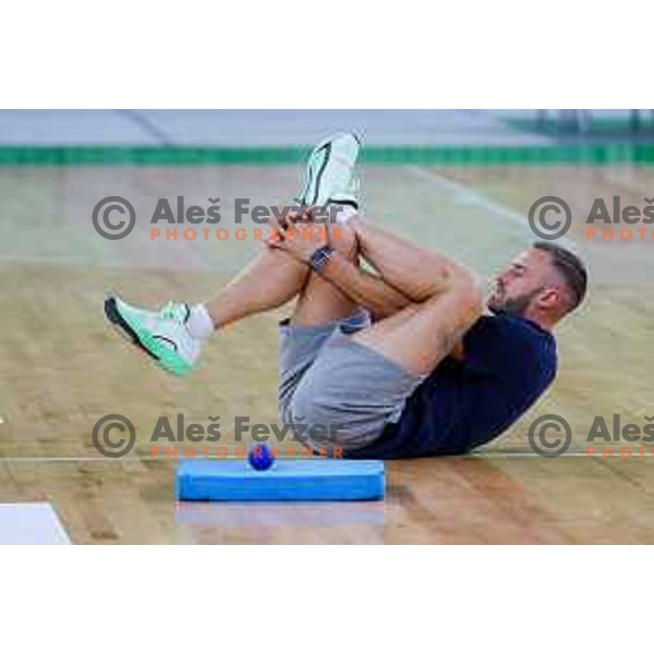 Anze Macek during practice session of Slovenia Men’s Basketball team in Arena Stozice, Ljubljana, Slovenia on July 31, 2025