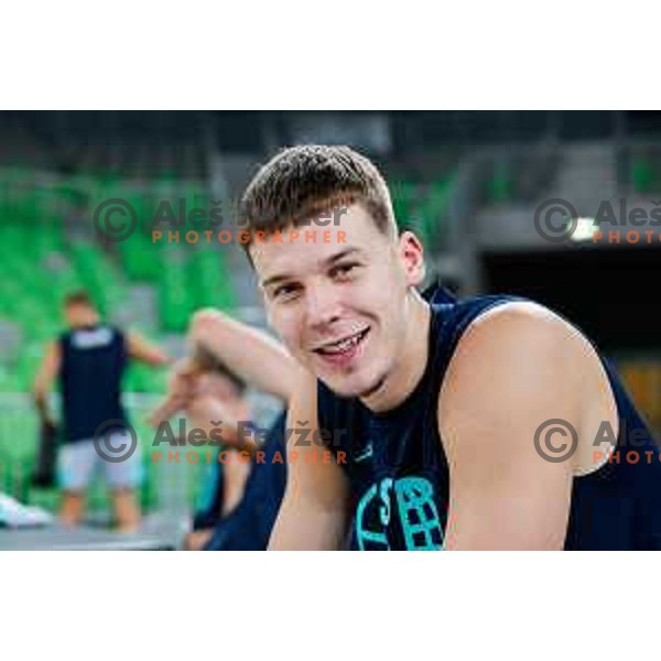Luka Scuka during practice session of Slovenia Men’s Basketball team in Arena Stozice, Ljubljana, Slovenia on July 31, 2025