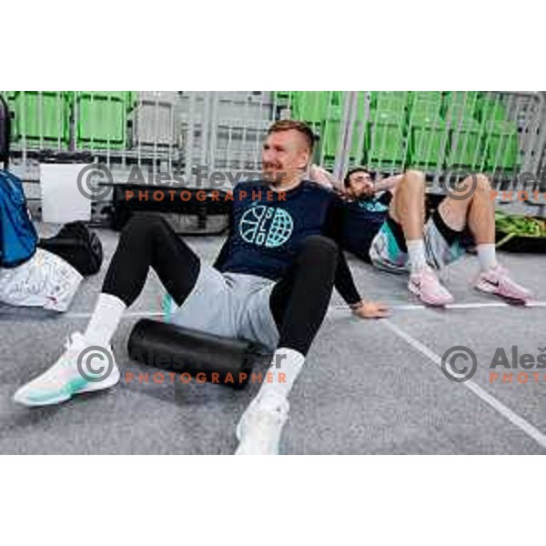 Gregor Hrovat during practice session of Slovenia Men’s Basketball team in Arena Stozice, Ljubljana, Slovenia on July 31, 2025